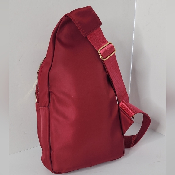 Stylish Red Sling Bag for Women 4 Zipper Pocket Crossbody Bags Purse - Picture 3 of 6